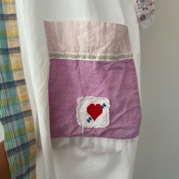 Vintage Pier 1 Imports Cotton Patchwork Embellished Beaded Robe Overshirt O/S - Picture 5 of 12